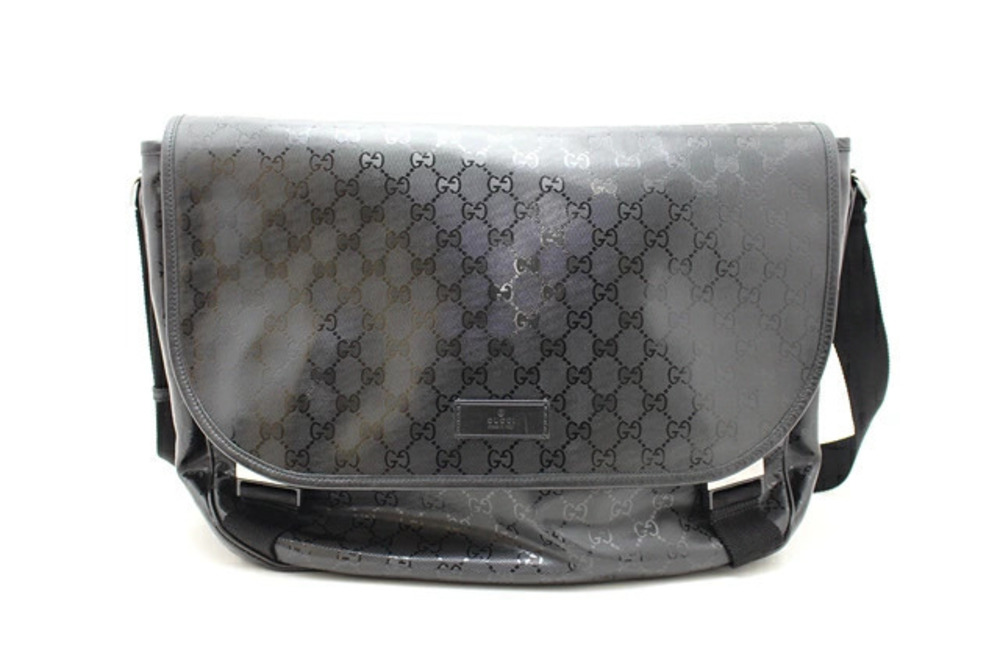 Gucci Leather GG Imprime Shoulder Bag Black